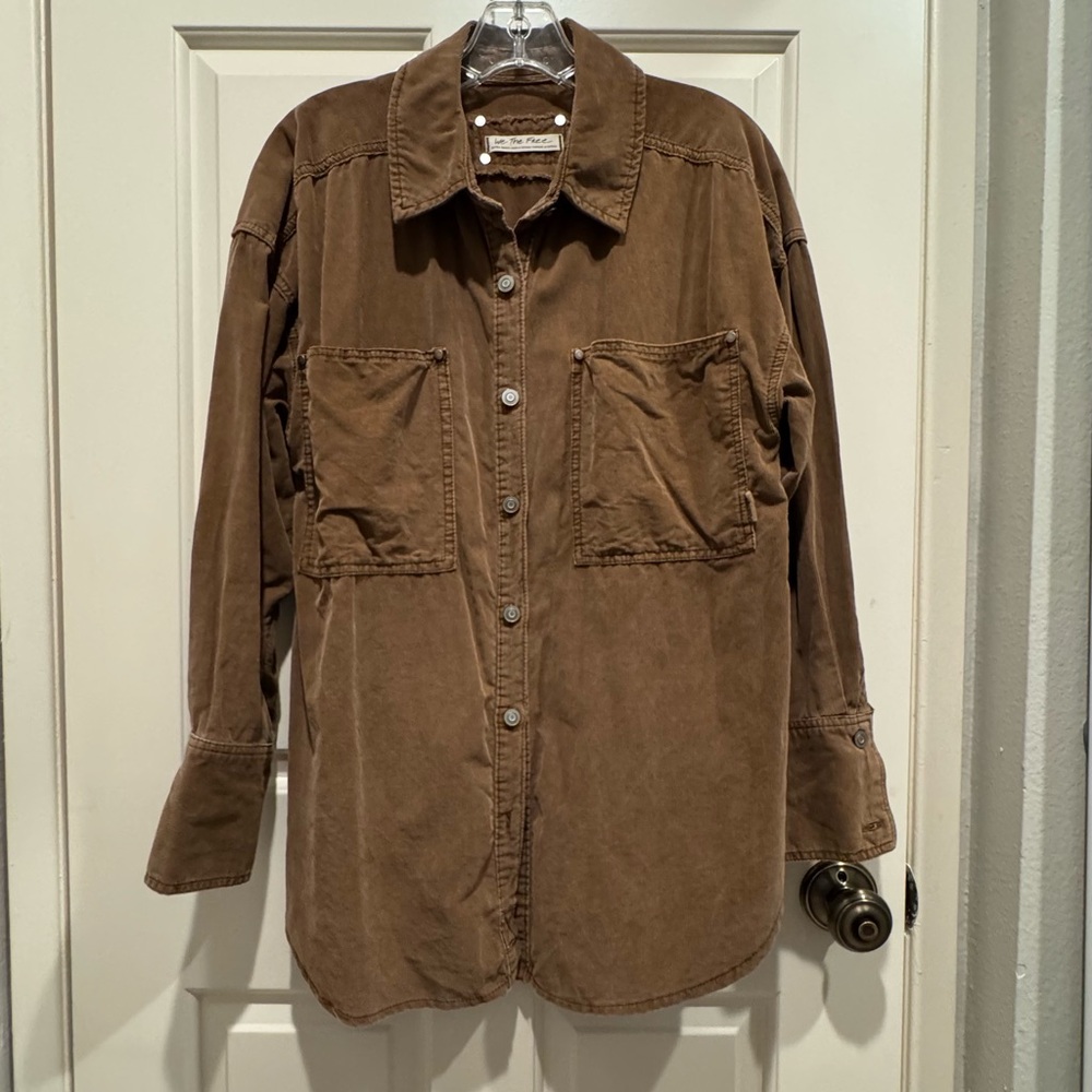 Free People, Baby Corduroy Oversized shirt in Brown